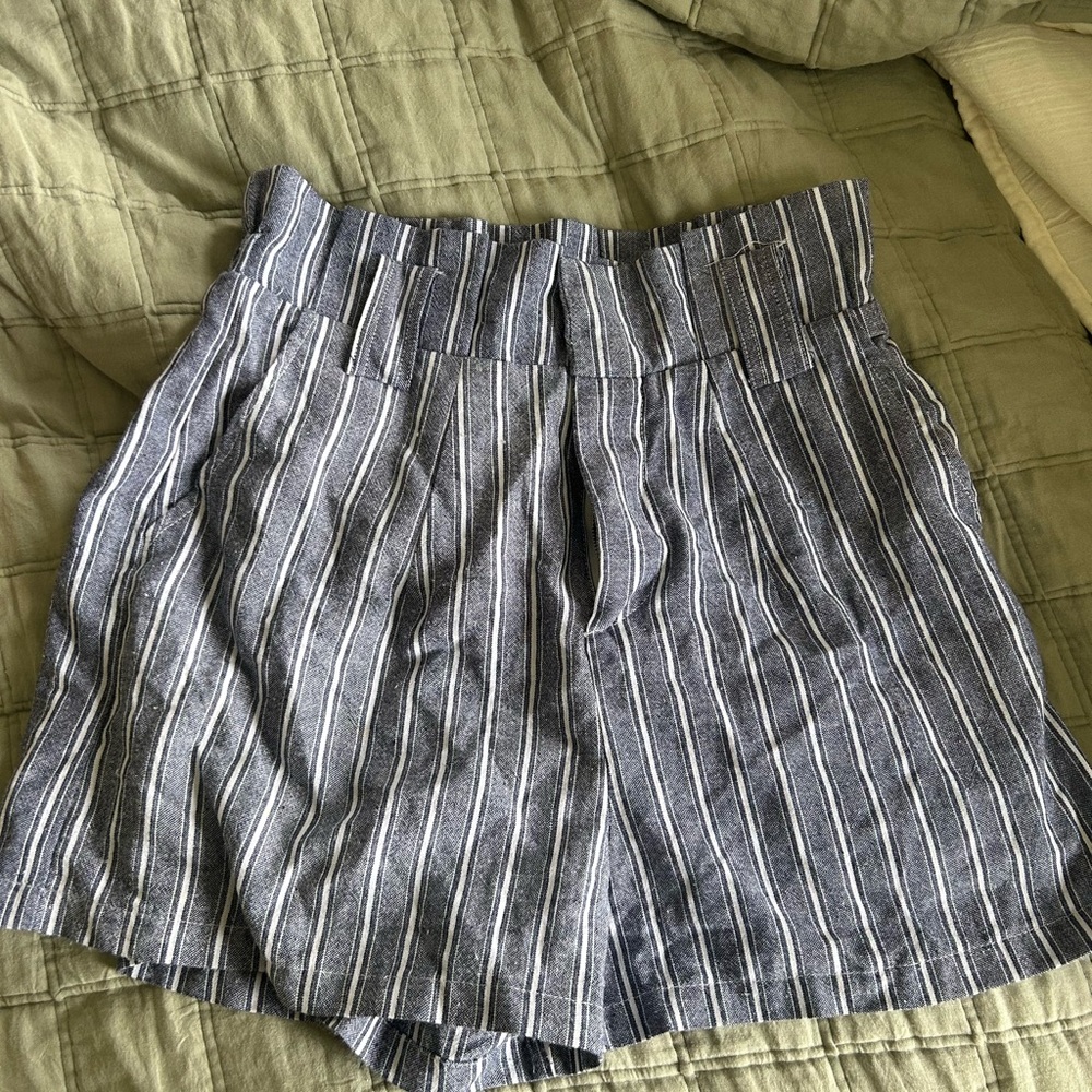 Lush High Waist Striped Blue and White Shorts
